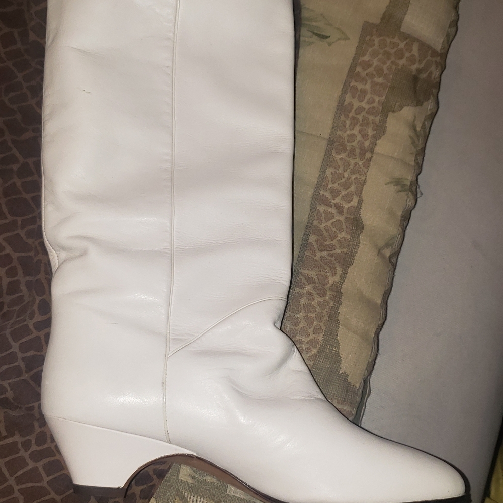 Italian white leather boots womens